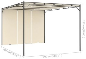 Gazebo da Giardino con Tenda Laterale 4x3x2,25 m Crema