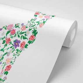 Carta da parati – Gatto di fiori