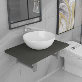 Set Mobili Da Bagno 2 Pz Ceramica Grigio /