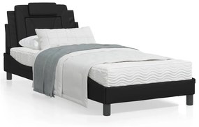 Letto Con Materasso Nero 90x190 Cm İn Similpelle /