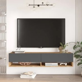 Mobile Tv Sospeso 140x32x30 Effetto Legno Rovere E Antracite Evolution