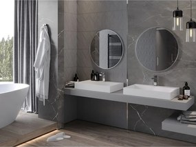 Mexen Loft specchio da bagno rotondo 70 cm, cornice inox - 9850-070-070-000-10