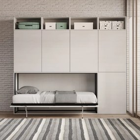 Letto NABOR singolo a scomparsa Bianco Frassino Composizione B