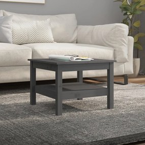 Tavolino Da Salotto Grigio 55x55x40 Cm Legno Massello Di Pino /