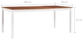 Tavolo da Pranzo Bianco e Marrone 180x90x73 cm in Legno di Pino