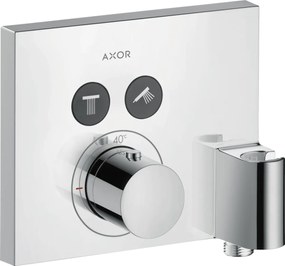 Miscelatore doccia termostatico 2 utenze con uscita a muro e porta doccetta senza corpo incasso Cromo Axor ShowerSelect square 36712000