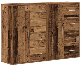 Credenza set di 2 legno invecchiato legno massello credenza
