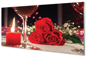 Quadro vetro acrilico Vetro di candele di rose 100x50 cm