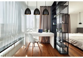 Lampadario 3 Luci Reartù In Acciaio Nero Con Cupole In Nero E Oro