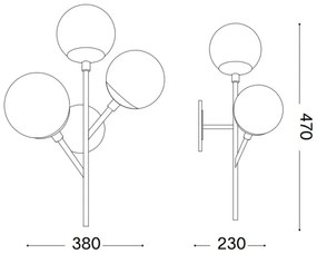 Ideal Lux - Applique KEPLER 3xE27/42W/230V nero/fumé