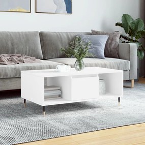 Tavolino Da Salotto Bianco 90x50x36,5 Cm İn Legno Multistrato /