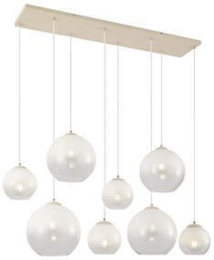 Lampada a sospensione Art Déco beige con vetro bianco 8 luci - Sandra