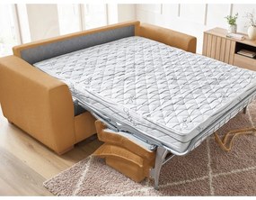 Divano color senape allungabile con rivestimento in velluto a coste 225 cm Augustin – Bobochic Paris