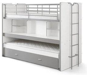 Letto da bambini a castello/estraibile bianco/grigio con contenitore/con scrivania con rete inclusa 90x200 cm Bonny – Vipack