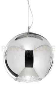 Nemo sospensione 1 luce attacco e27 40cm in vetro soffiato cromo