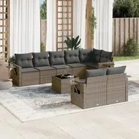 Set Divano da Giardino 9 pz con Cuscini Grigio in Polyrattan 3252767