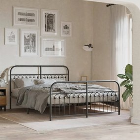 Giroletto Senza Materaso Con Pediera İn Metallo Nero 160x200 Cm /
