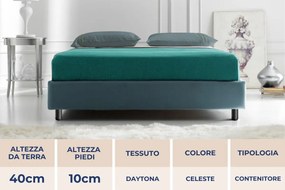 Letto Sommier Contenitore Zurigo Celeste Microfibra 80x190 - Singolo