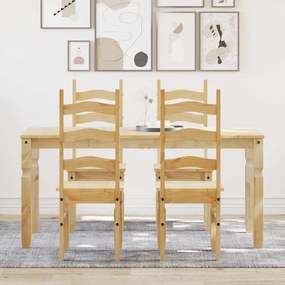 Set Da Pranzo 5 Pz Panama İn Legno Massello Di Pino /