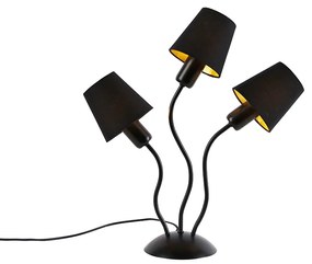 Lampada da tavolo di design nera a 3 luci con paralumi a morsetto - Wimme