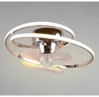 Ventilatore a Soffitto con Luce Led Plafoniera Moderno Cromo GD Trio