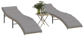 Lettini Prendisole 2 Pz Con Tavolino Beige İn Polyrattan /