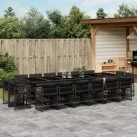 Set da Pranzo da Giardino 17 pz con Cuscini Nero in Polyrattan 3211783