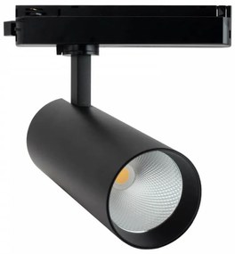 Faro LED 30W Monofase Nero, 38°/60°, 130lm/W, CRI92, no Flickering Colore Bianco Naturale 4.000K