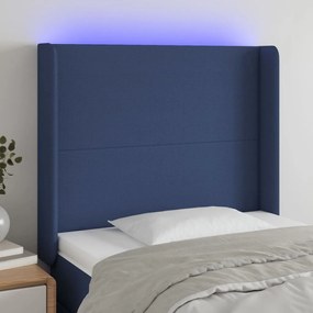 Testiera A Led Blu 103x16x118/128 Cm İn Tessuto /