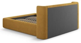 Letto matrimoniale imbottito color senape con contenitore con rete inclusa 200x200 cm Jason – Windsor &amp; Co Sofas