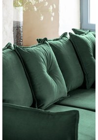 Divano letto angolare in velluto a coste verde (angolo destro a forma di U) Lazy Lukka - Miuform