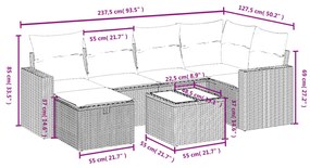 Set divano da giardino 7 pz con cuscini beige misto polyrattan