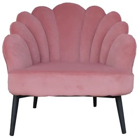 Poltrona da camera in velluto con schienale imbottito a conchiglia BAIA ROSA ANTICO
