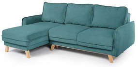 Divano letto ad angolo in velluto a coste turchese variabile Tori - Bonami Selection