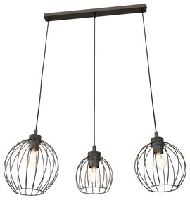 Sospensione Minimal Industrial Hathor 3 Luci Lineari Nera