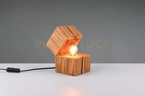 Treasure lampada da tavolo attacco e14 lampadina inclusa legno h. 16cm