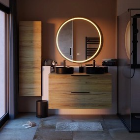 Specchio Remix con illuminazione integrata bagno tondo SENSEA L 100 x H 100 x P 3 cm grigio
