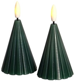 Decorazione natalizia luminosa in verde scuro 2 pz ø 6 cm Laura – Sirius
