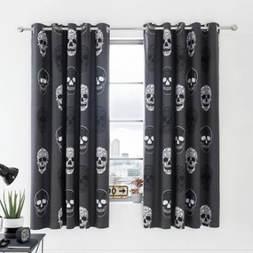 Tenda per bambini grigio scuro 2 pz 168x183 cm Skulls – Catherine Lansfield
