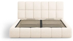 Letto beige imbottito con spazio contenitivo 160x200 cm Bellis – Micadoni Home