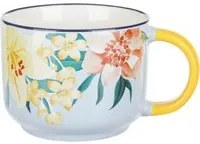 Tazza fiori 570 ml in porcellana bianca e gialla