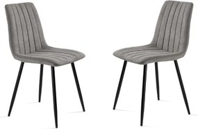 Sedia da pranzo in tessuto Grigio Chiaro gambe metallo nere - KOLE 2 sedie