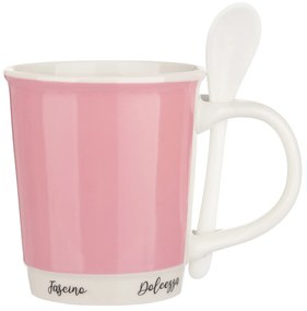 Mug rosa 400 ml con cucchiaino