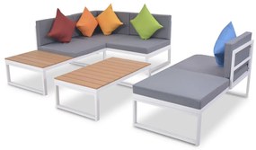 Set divani da giardino 4 pz con cuscini in alluminio e wpc