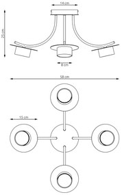Lampada a soffitto in acciaio ENSO 4 nero da interno 4xGX53