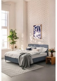 Letto matrimoniale imbottito blu con rete inclusa 180x200 cm Noira Slim – Bonami Selection
