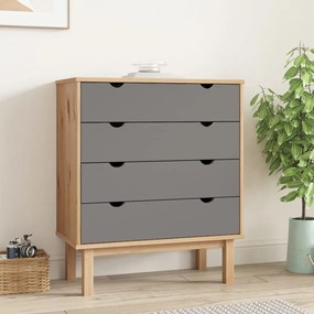 Cassettiera Otta Marrone E Grigio 76,5x39,5x90 Cm Legno Di Pino /