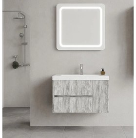 Mobile bagno sospeso con lavabo L 80 x H 51 x P 40 cm grigio antico in mdf, 1 anta 2 cassetti per vasca centrale Portofino