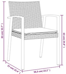 Set Pranzo da Giardino 5pz con Cuscini in Polyrattan e Acciaio