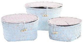 Set di Cestini DKD Home Decor Poliestere Fibra Boho Mediterraneo (20 x 20 x 12 cm)